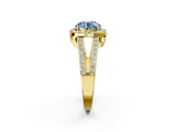 Yellow gold Fancy Blue Round  Halo Split Shank Diamond Ring with Four-Prong Setting_34