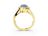 Yellow gold Fancy Blue Round  Halo Split Shank Diamond Ring with Four-Prong Setting_35