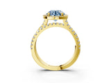 Yellow gold Fancy Blue Round  Halo Split Shank Diamond Ring with Pavé Setting_29