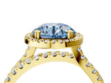 Yellow gold Fancy Blue Round  Halo Split Shank Diamond Ring with Pavé Setting_30