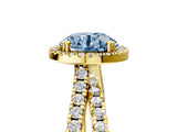 Yellow gold Fancy Blue Round  Halo Split Shank Diamond Ring with Pavé Setting_31