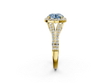 Yellow gold Fancy Blue Round  Halo Split Shank Diamond Ring with Prong Setting_22