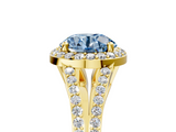 Yellow gold Fancy Blue Round  Halo Split Shank Diamond Ring with Prong Setting_25