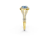 Yellow gold Fancy Blue Round  Halo Split Shank Pave Diamond Ring with Four-Prong Setting_51