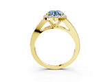 Yellow gold Fancy Blue Round  Halo Split Shank Pave Diamond Ring with Four-Prong Setting_52