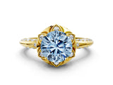 Yellow gold Fancy Blue Round  Halo Split Shank Pave Diamond Ring with Petal Prong Setting_21