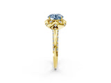 Yellow gold Fancy Blue Round  Halo Split Shank Pave Diamond Ring with Petal Prong Setting_23