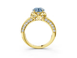 Yellow gold Fancy Blue Round  Halo Split Shank Pave Diamond Ring with Petal Prong Setting_24