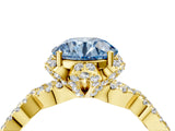 Yellow gold Fancy Blue Round  Halo Twist Band Solitaire Ring with Six-Prong Setting_7