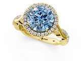 Yellow gold Fancy Blue Round  Halo Twist Band Solitaire Ring_21