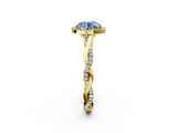 Yellow gold Fancy Blue Round  Halo Twist Band Solitaire Ring_22