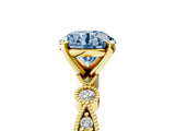 Yellow gold Fancy Blue Round  Milgrain Bezel Diamond Engagement Ring with Solitaire Prong Setting_165