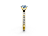 Yellow gold Fancy Blue Round  Milgrain Pave Diamond Engagement Ring with Four-Prong Setting_80
