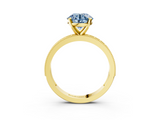 Yellow gold Fancy Blue Round  Milgrain Pave Diamond Engagement Ring with Four-Prong Setting_81