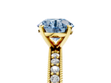 Yellow gold Fancy Blue Round  Milgrain Pave Diamond Engagement Ring with Four-Prong Setting_83