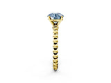Yellow gold Fancy Blue Round  Solitaire Beaded Band Prong Setting Ring 2