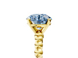 Yellow gold Fancy Blue Round  Solitaire Beaded Band Prong Setting Ring 5