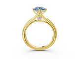 Yellow gold Fancy Blue Round  Solitaire Beaded Band Six-Prong Setting_3