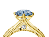 Yellow gold Fancy Blue Round  Solitaire Beaded Band Six-Prong Setting_4
