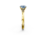 Yellow gold Fancy Blue Round  Solitaire Beaded Band with Four-Prong Setting_60