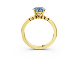 Yellow gold Fancy Blue Round  Solitaire Beaded Band with Four-Prong Setting_61