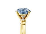 Yellow gold Fancy Blue Round  Solitaire Beaded Band with Four-Prong Setting_63