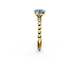 Yellow gold Fancy Blue Round  Solitaire Bezel Accent Diamond Engagement Ring with Beaded Band and Four-Prong Setting_61