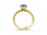 Yellow gold Fancy Blue Round  Solitaire Bezel Accent Diamond Engagement Ring with Beaded Band and Four-Prong Setting_62