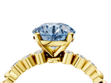 Yellow gold Fancy Blue Round  Solitaire Bezel Accent Diamond Engagement Ring with Beaded Band and Four-Prong Setting_63