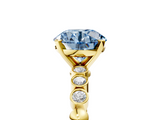 Yellow gold Fancy Blue Round  Solitaire Bezel Accent Diamond Engagement Ring with Beaded Band and Four-Prong Setting_64