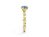 Yellow gold Fancy Blue Round  Solitaire Bezel-Set Diamond Ring with Beaded Band and Four-Prong Setting_32