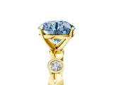 Yellow gold Fancy Blue Round  Solitaire Bezel-Set Diamond Ring with Beaded Band and Four-Prong Setting_35