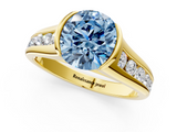 Yellow gold Fancy Blue Round  Solitaire Bezel-Set Diamond Ring with Channel-Set Band_38