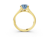 Yellow gold Fancy Blue Round  Solitaire Bezel-Set Diamond Ring with Channel-Set Band_40