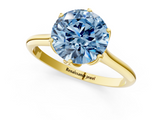 Yellow gold Fancy Blue Round  Solitaire Cathedral Diamond Ring with Six-Prong Setting_18