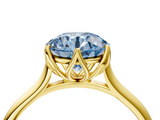 Yellow gold Fancy Blue Round  Solitaire Cathedral Diamond Ring with Six-Prong Setting_21