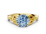 Yellow gold Fancy Blue Round  Solitaire Celtic Knot Engagement Ring with Four-Prong Setting_42