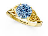 Yellow gold Fancy Blue Round  Solitaire Celtic Knot Engagement Ring with Four-Prong Setting_43