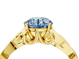 Yellow gold Fancy Blue Round  Solitaire Celtic Knot Engagement Ring with Four-Prong Setting_46