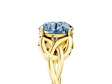 Yellow gold Fancy Blue Round  Solitaire Celtic Knot Engagement Ring with Four-Prong Setting_47