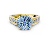 Yellow gold Fancy Blue Round  Solitaire Channel-Set Diamond Engagement Ring with Four-Prong Setting_32