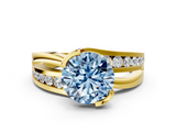 Yellow gold Fancy Blue Round  Solitaire Channel-Set Split Shank Ring with Tension Prong Setting_3