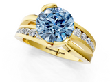 Yellow gold Fancy Blue Round  Solitaire Channel-Set Split Shank Ring with Tension Prong Setting_4