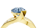 Yellow gold Fancy Blue Round  Solitaire Channel-Set Split Shank Ring with Tension Prong Setting_7