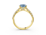 Yellow gold Fancy Blue Round  Solitaire Chevron Pave Diamond Engagement Ring with Six-Prong Setting_6