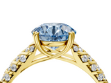 Yellow gold Fancy Blue Round  Solitaire Chevron Pave Diamond Engagement Ring with Six-Prong Setting_7