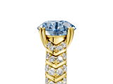 Yellow gold Fancy Blue Round  Solitaire Chevron Pave Diamond Engagement Ring with Six-Prong Setting_8