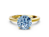 Yellow gold Fancy Blue Round  Solitaire Diamond Engagement Ring with Four-Prong Setting on a Classic Band_3