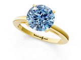 Yellow gold Fancy Blue Round  Solitaire Diamond Engagement Ring with Four-Prong Setting on a Classic Band_4