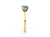 Yellow gold Fancy Blue Round  Solitaire Diamond Engagement Ring with Four-Prong Setting on a Classic Band_5